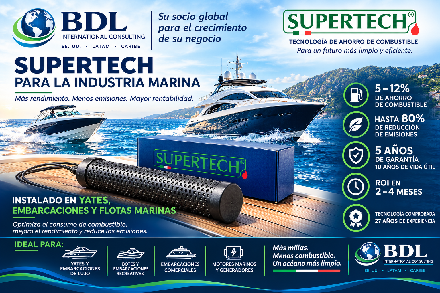 SUPERTECH para embarcaciones y flotas marinas: aplicaciones y beneficios en español